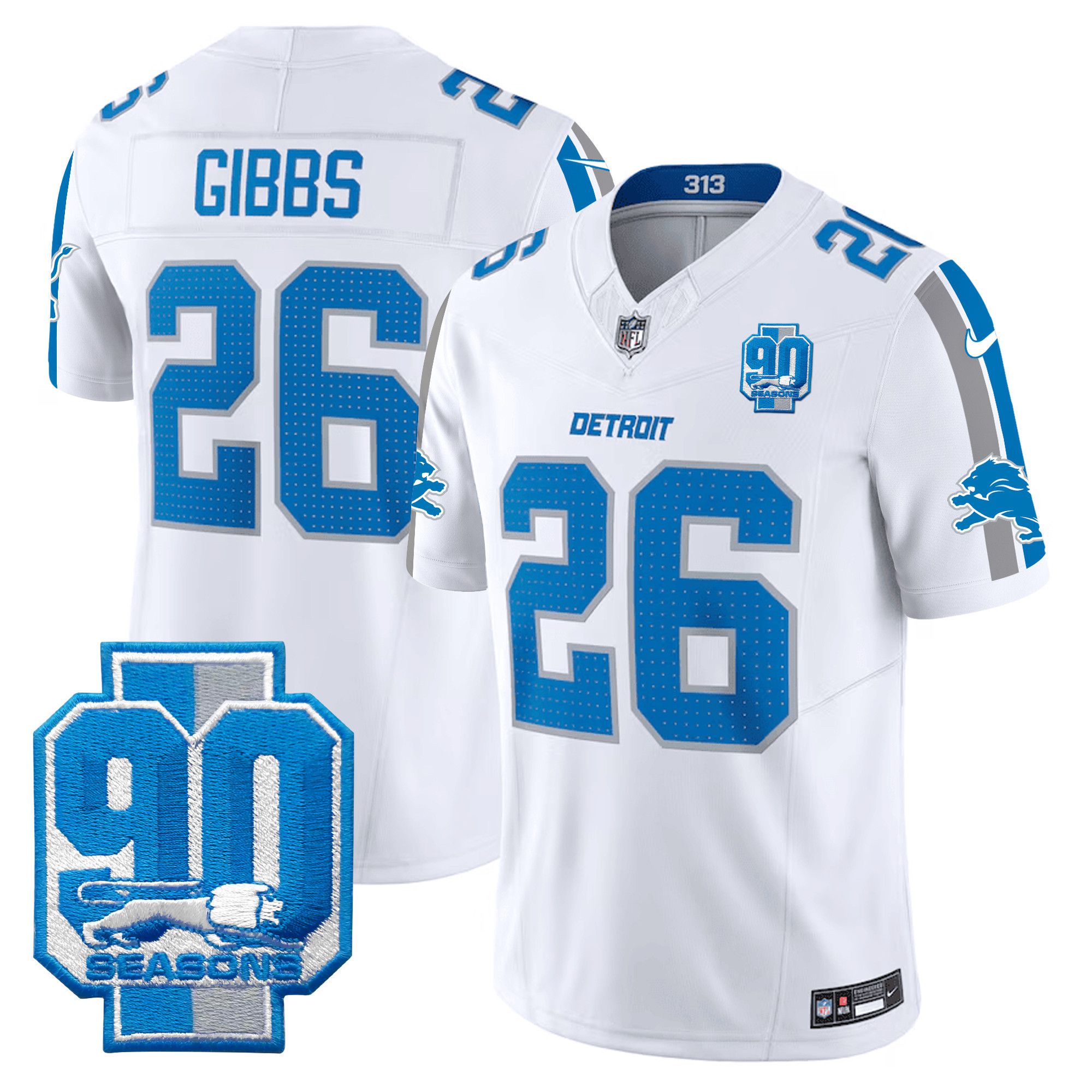 Men Detroit Lions #26 Gibb White 2024 Nike 90th Year Patch Vapor Limited NFL Jersey->indianapolis colts->NFL Jersey